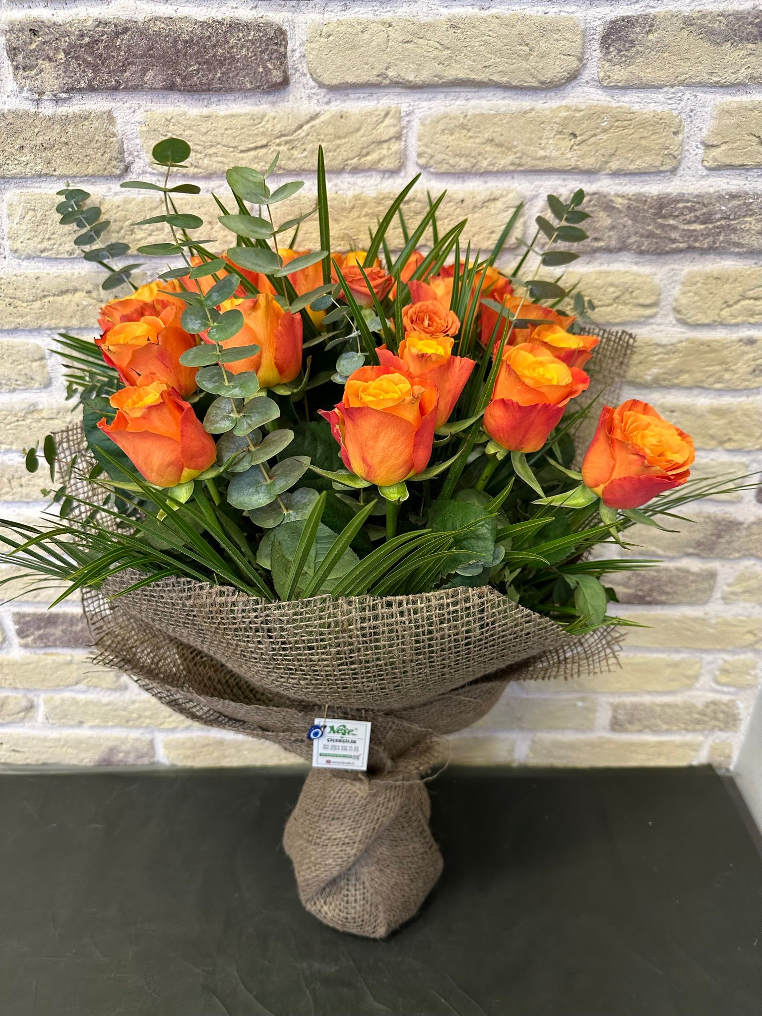 20 Adet Turuncu Gül Buketi