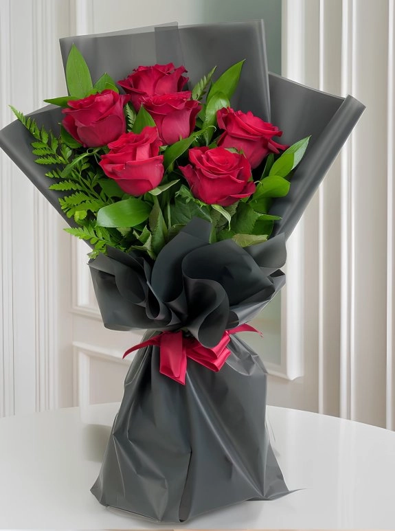 6 Kırmızı Gül Buketi