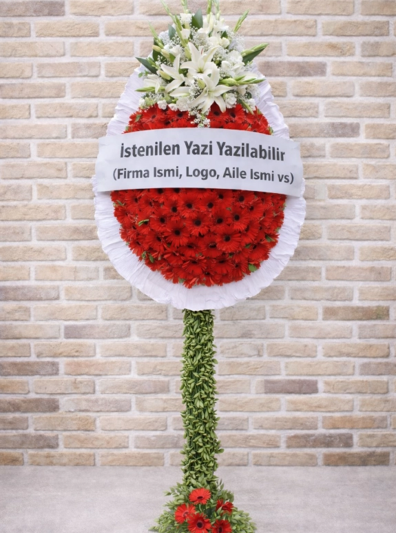 Kırmızı Beyaz Tek Katlı Çelenk