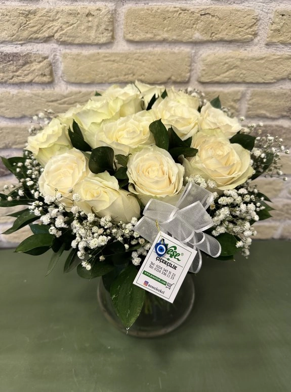 Vazoda 11 Beyaz Gül