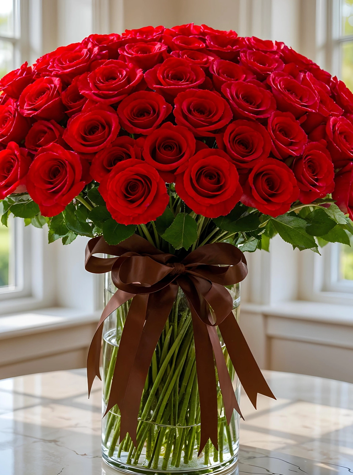 Vazoda 40 Adet Kırmızı Gül